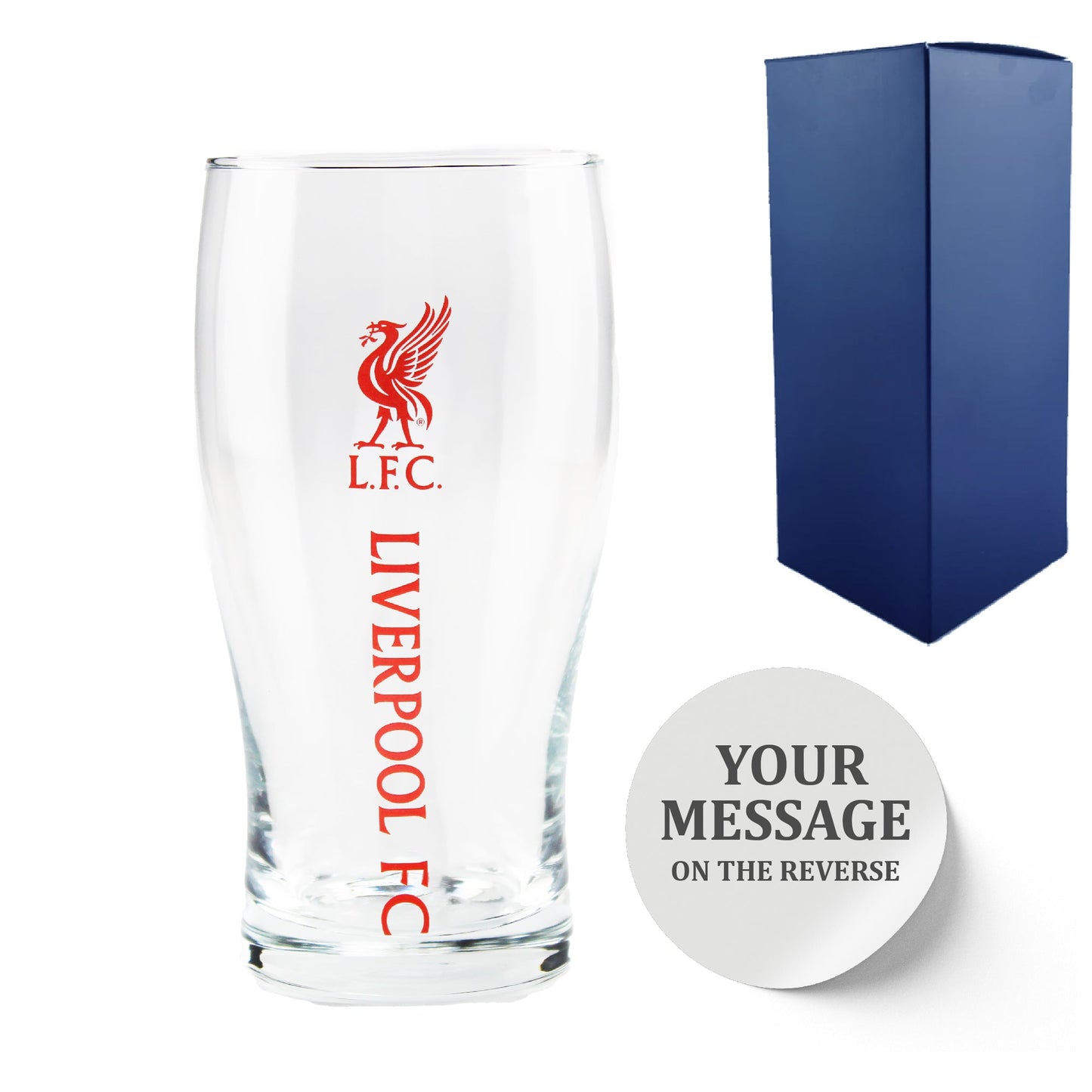 Engraved Liverpool 20oz Tulip Pint Glass, Gift Boxed