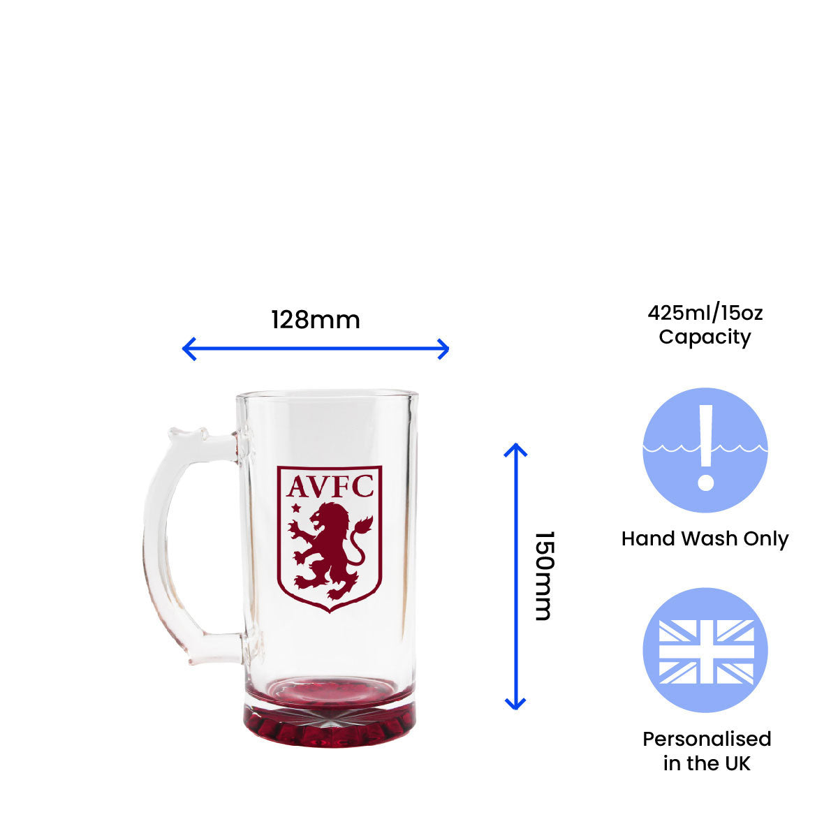 Engraved Official Aston Villa 20oz Beer Mug, Gift Boxed