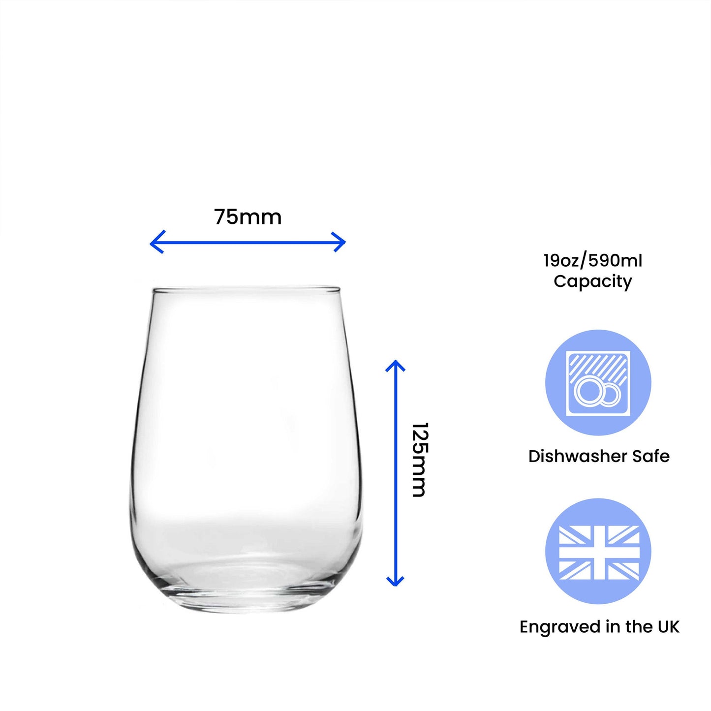Engraved 590ml Corto Stemless Gin and Tonic Glass with Gift Box