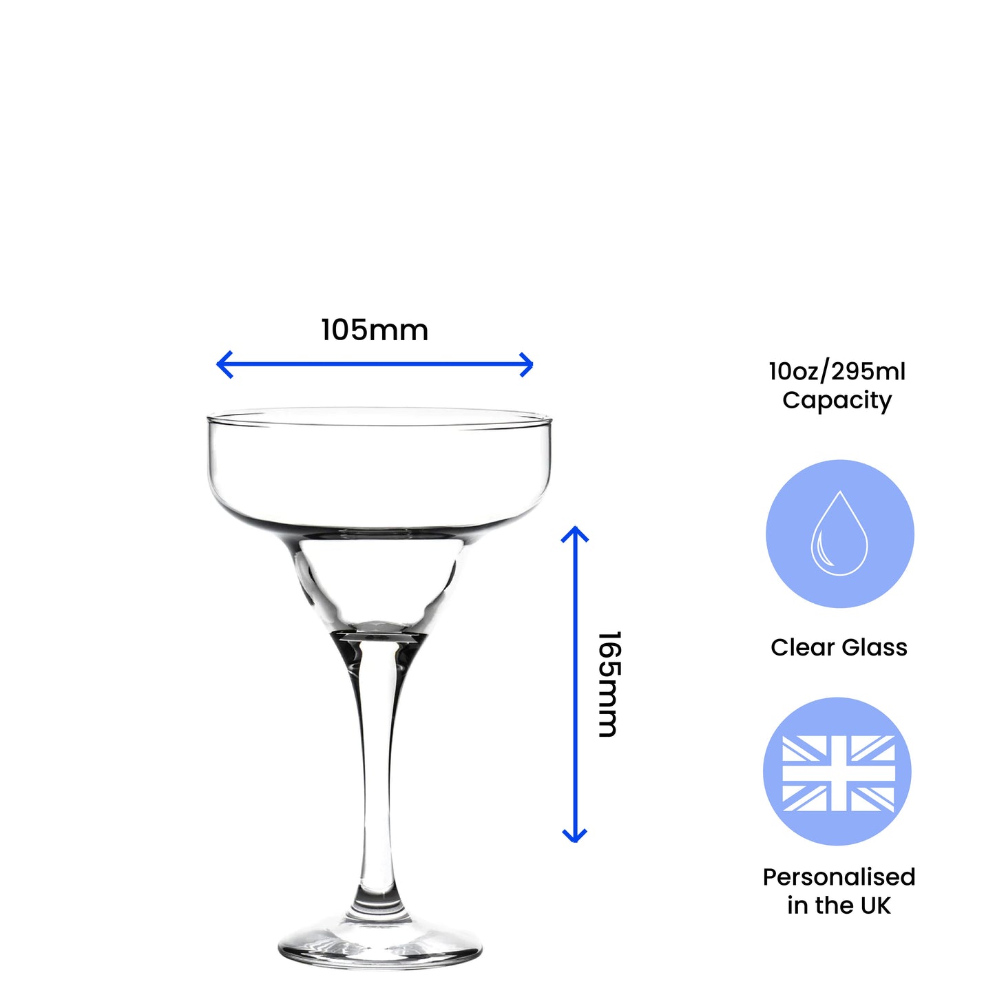Engraved 295ml Margarita Cocktail Glass with Name's Margarita Design, Personalise with Any Name