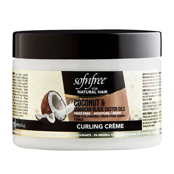 Sof n Free Coconut & Jamaican Black Castor Oil Curling Crème Defines & Moisturizes Curls for Natural Hair
