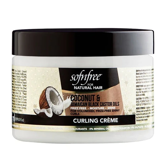 Sof n Free Coconut & Jamaican Black Castor Oil Curling Crème Defines & Moisturizes Curls for Natural Hair