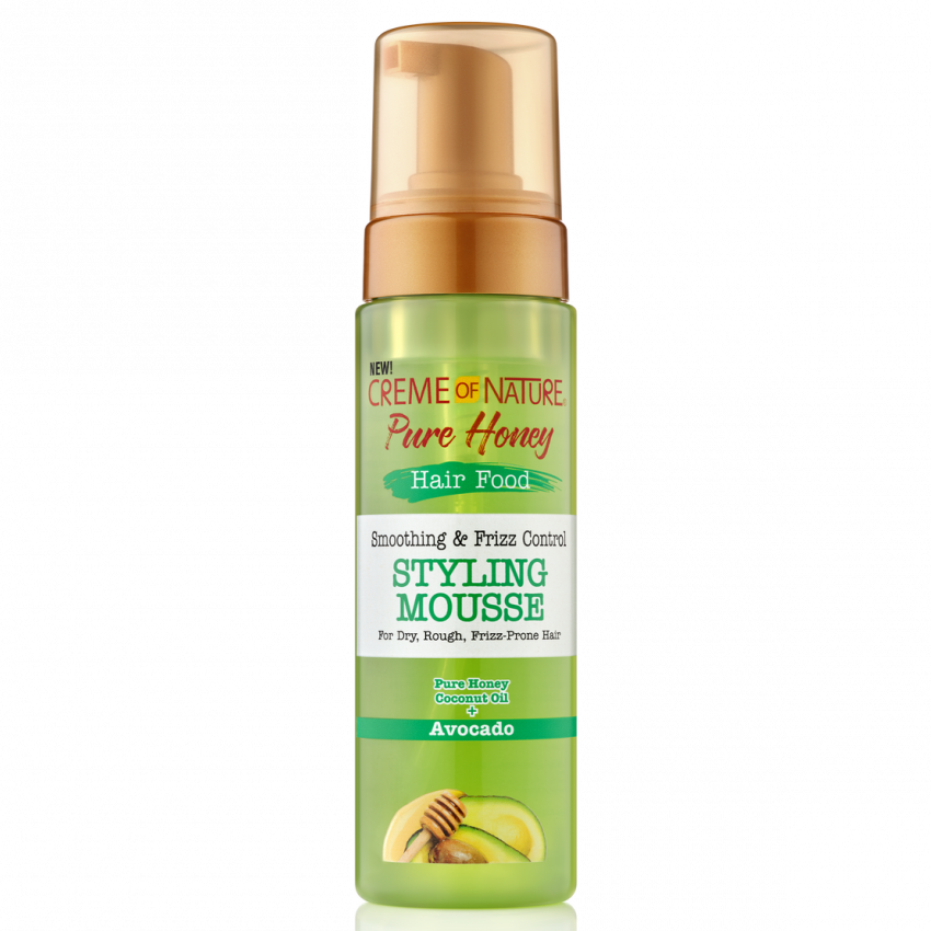 Creme of Nature Pure Honey Hair Food Styling Mousse 7 oz / 207 ml - For Smooth, Frizz-Free Styles