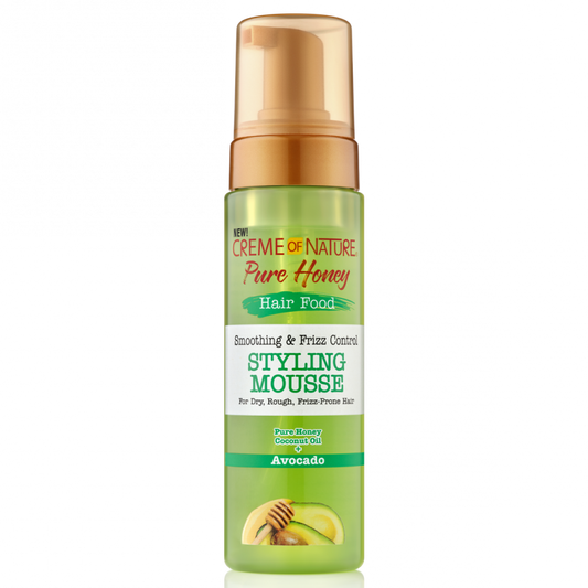 Creme of Nature Pure Honey Hair Food Styling Mousse 7 oz / 207 ml - For Smooth, Frizz-Free Styles