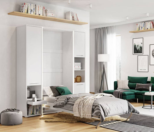 Vertical Folding Wall Bed – Single 90cm | Space Saving Pull Down Bed with Spring-Assisted Mechanism & Safety Lock