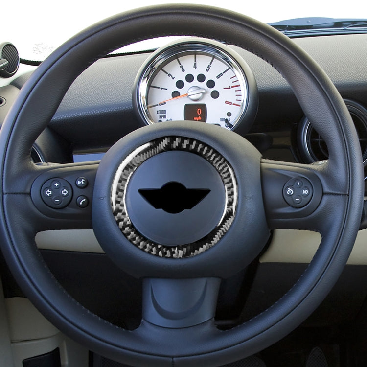 Car Steering Wheel R Chassis Carbon Fiber Decorative Sticker for BMW MINI R55 / R56 / Countryman R60 / Paceman R61, Steering Wheel R Chassis