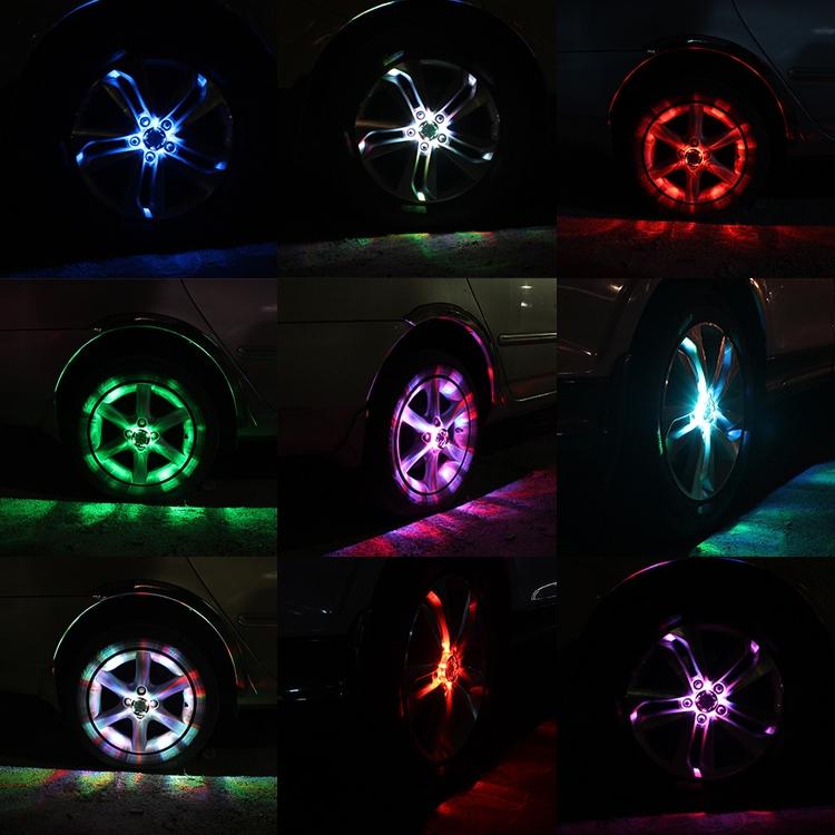 4 PCS Solar LED Car Tire Decoration Flashing Lights Colorful Wheels Hub Atmosphere Lights Infrared Remote Control, Infrared Remote Control