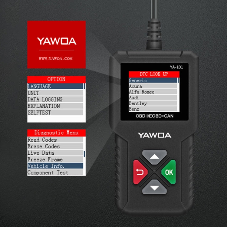 YA101 Car Mini Code Reader OBD2 Fault Detector Diagnostic Tool, YA101