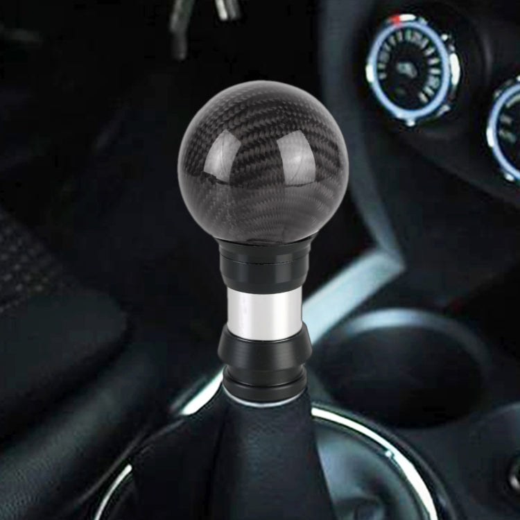 Universal Car Pressable Telescopic Carbon Fiber Gear Head Gear Shift Knob, Length: 9.5cm
