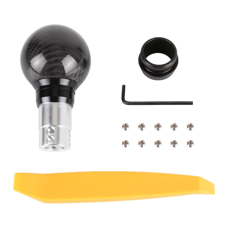 Universal Car Pressable Telescopic Carbon Fiber Gear Head Gear Shift Knob, Length: 9.5cm