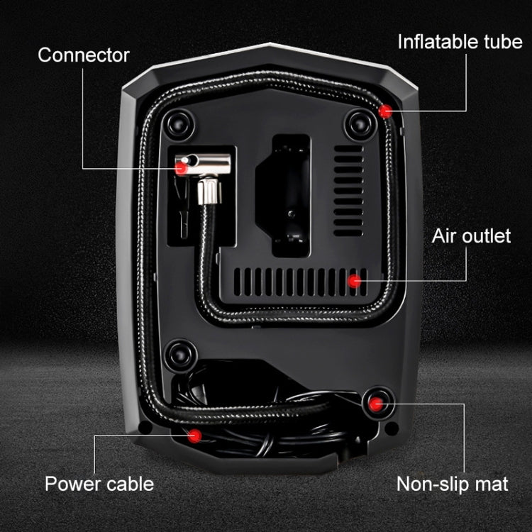 Car 12V Portable Inflatable Cylinder Pedal Pointer Air Pump with Light & Tool Box, Pointer with Tool Box