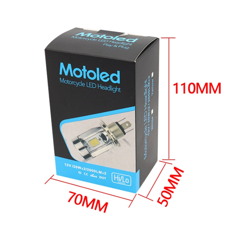 H4 DC12-80V / 20W / 6000K / 2000LM Motorcycle Headlight with Angel Eyes, H4 (Blue), H4 (Red)