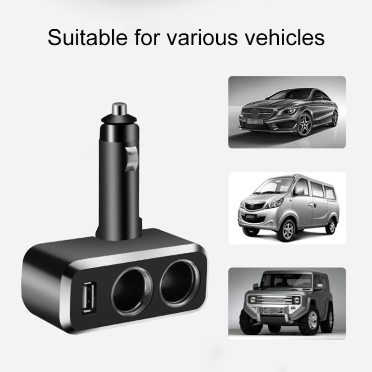 SHUNWEI SD-1909 80W 0.8A Car 2 in 1 USB Charger 90 Degree Free Rotation Cigarette Lighter, SD-1909 (Black), SD-1909