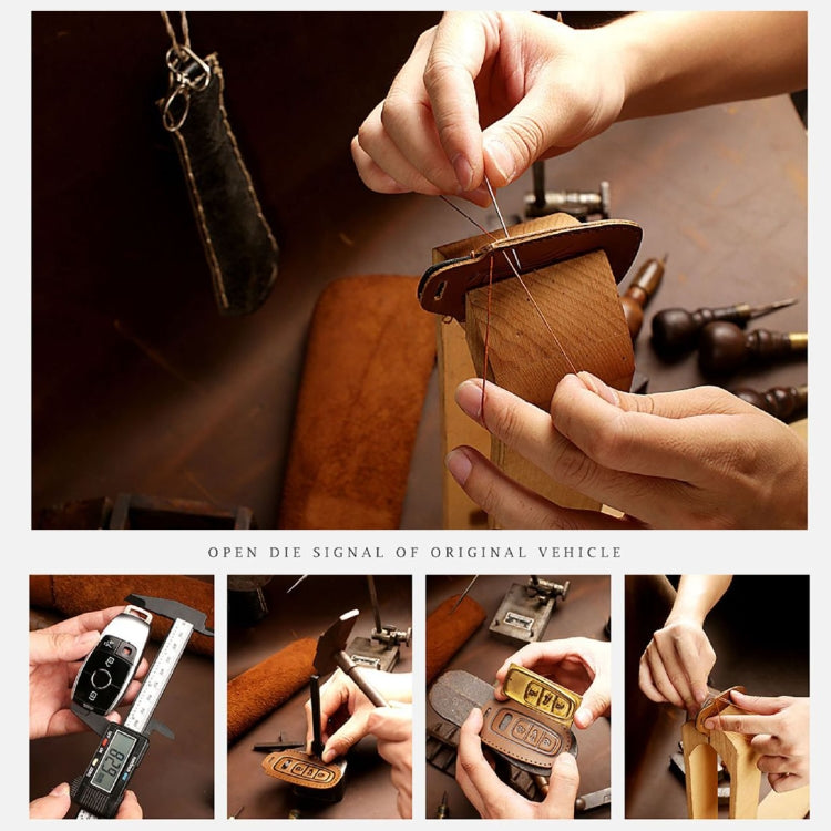 Hallmo Car Cowhide Leather Key Protective Cover Key Case for New Mercedes-Benz E300L, For New Mercedes-Benz E300L