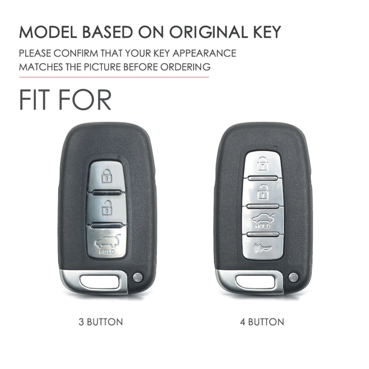 Hallmo Car Cowhide Leather Key Protective Cover Key Case for KIA K2 / K3 / K5 3-button(Blue)