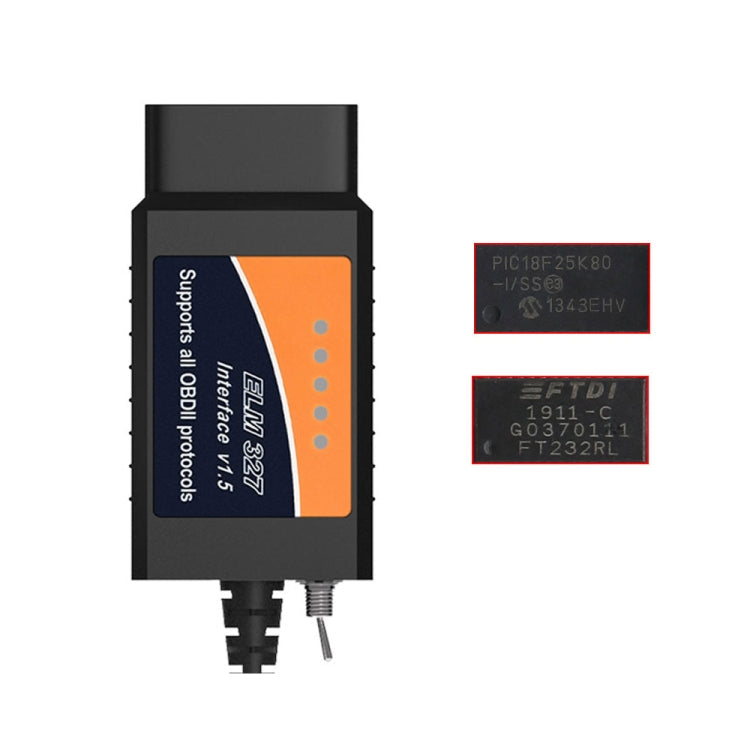 OBD ELM327 V1.5 USB Car Fault Diagnostic Cable with Switch, ELM327 V1.5 with Switch (Orange), ELM327 V1.5 with Switch (Black)