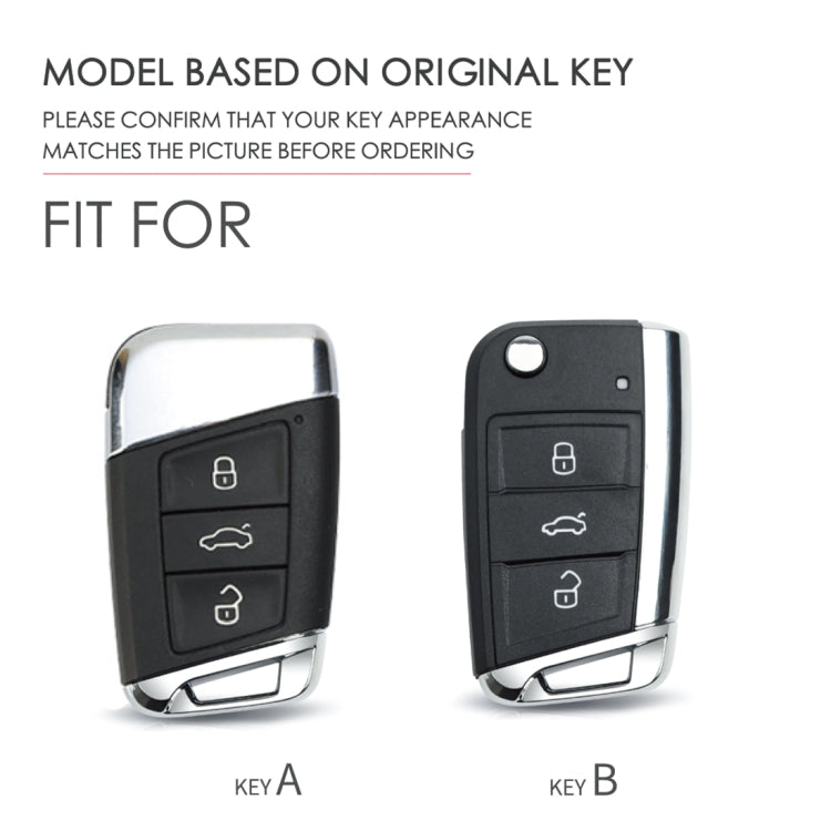Hallmo Car Female Style Cowhide Leather Key Protective Cover for Volkswagen, B Type Folding(Grass Green)