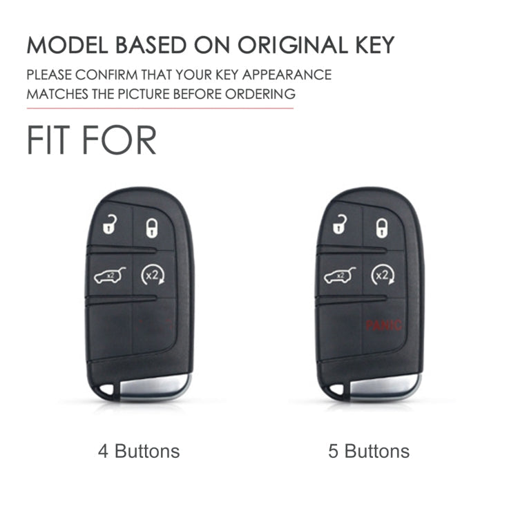 Hallmo Car Genuine Leather Key Protective Cover for Jeep Compass 4-button(Brown)