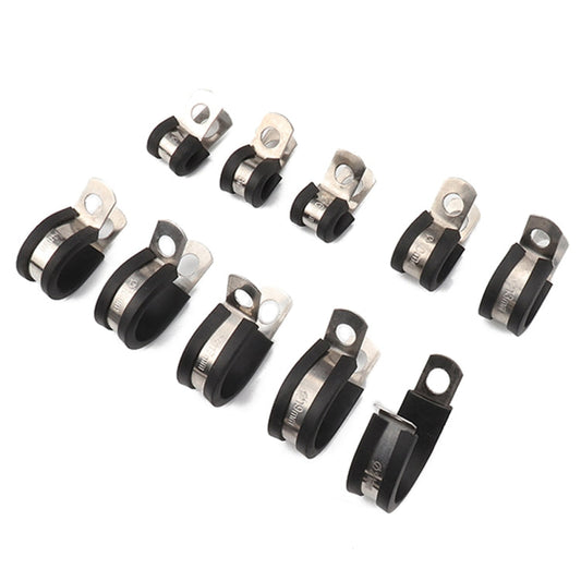 10 PCS Car Rubber Cushion Pipe Clamps Stainless Steel Clamps, Size: 11/8 inch (35mm), Size: 11/8 inch (35mm)