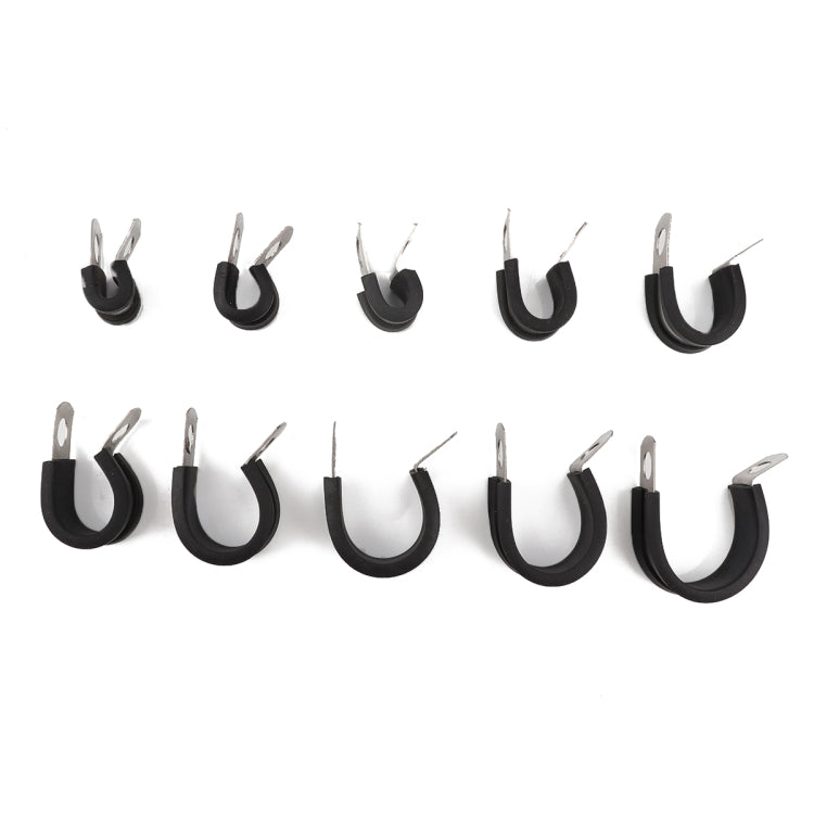 10 PCS Car Rubber Cushion Pipe Clamps Stainless Steel Clamps, Size: 3/2 inch (38mm), Size: 3/2 inch (38mm)