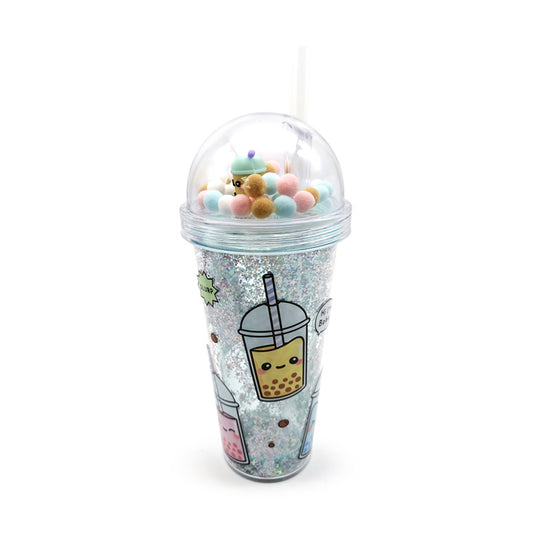 Foodiemals Bubble Tea Double Walled Cup & Straw with Charms