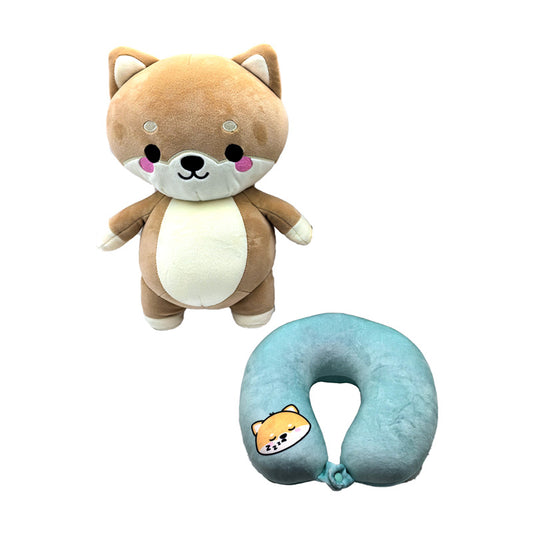 2-in-1 Swapseazzz Travel Pillow and Plush Toy - Adoramals Shuggs the Shiba Inu