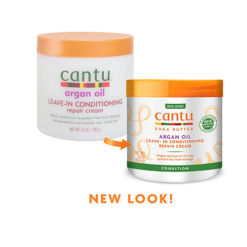 Cantu Argan Oil Leave-In Conditioning Repair Cream 16 oz / 453 gm - For Damaged, Dry & Over-Styled Hair