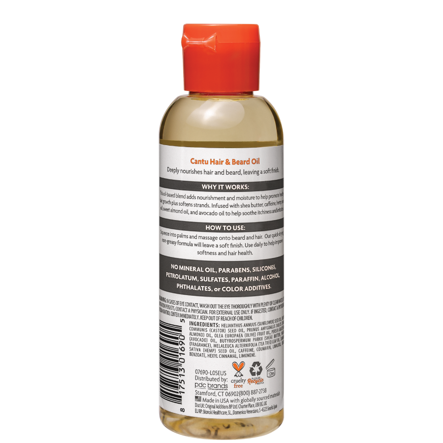 Cantu For Men Beard Oil 3.5 oz / 100 ml - Growth, Softness & Soothing
