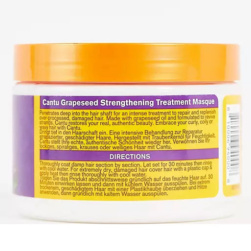 Cantu Grapeseed Treatment Masque: Strengthening & Hydrating for Curly, Coily & Wavy Hair 340g / 11.99 oz