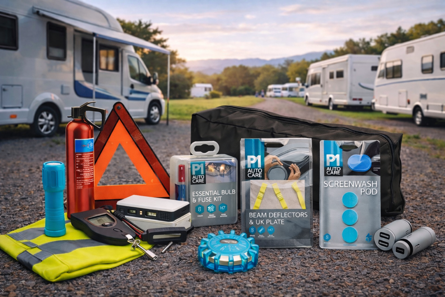 Caravan and Motorhome Touring Kit Complete Road Safety Pack for UK and European Trips
