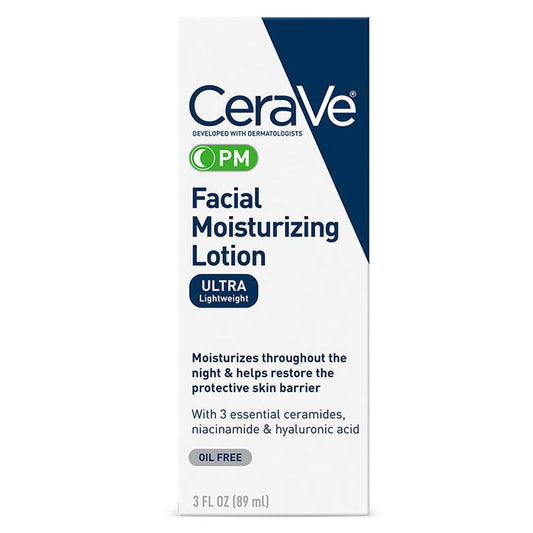 CeraVe PM Facial Moisturizing Lotion for Nightly Hydration & Barrier Repair for All Skin Types 3 oz