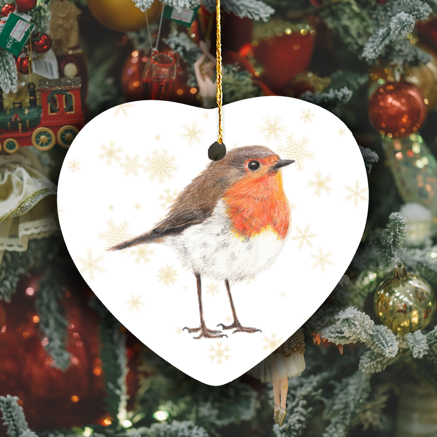 Robin Heart Shape Ornament