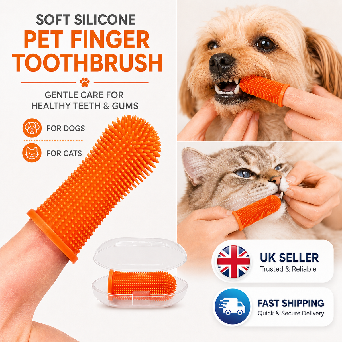 Soft Silicone Pet Finger Toothbrush Dog Cat Teeth Cleaner Gum Care UK
