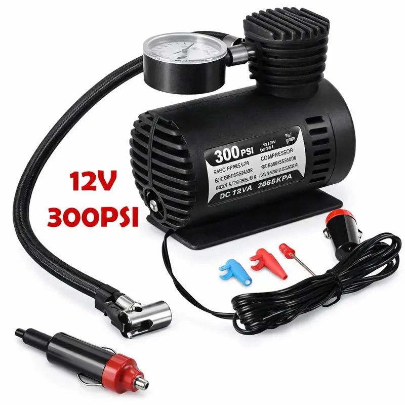 Car Air Compressor Pump Compact 300psi Tyre Inflator Bicycle Ball Bike Van 12v