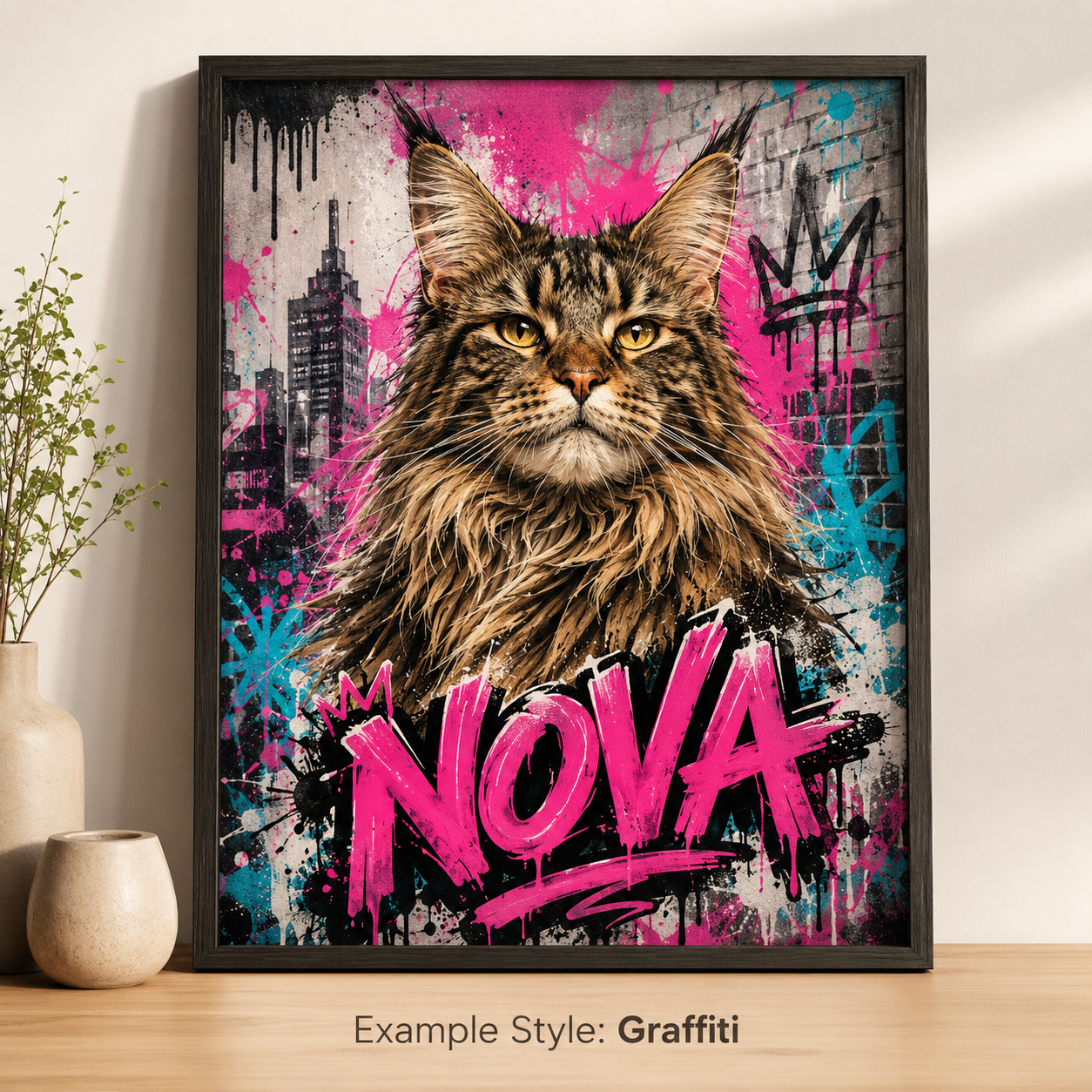 Personalised Pet Portrait Poster – Cartoon, Graffiti or Vintage