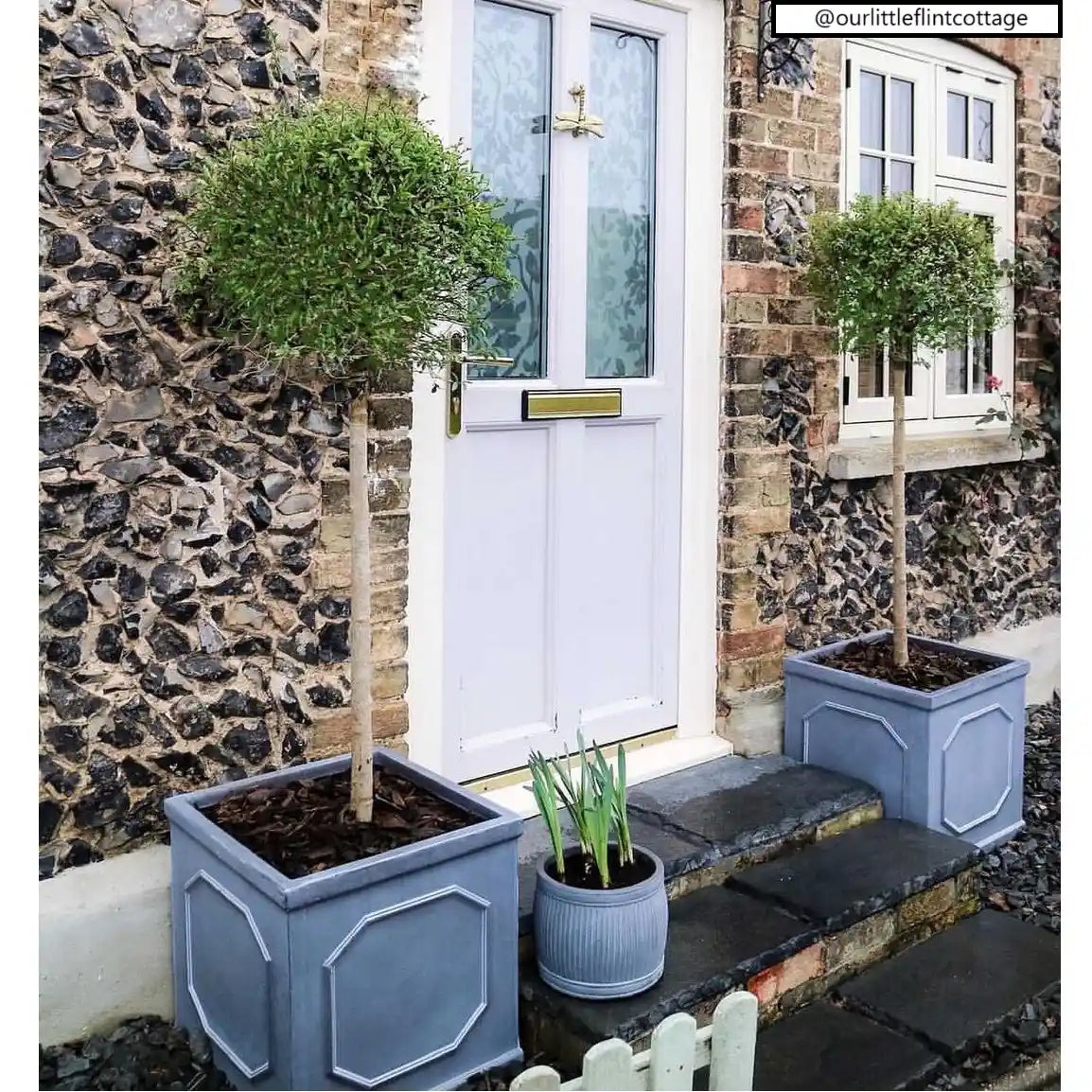 IDEALIST Lite Chelsea Flower Box Square Garden Planter, Faux Lead Light Stone Outdoor Plant Pot W30 H30 L30 cm, 27L