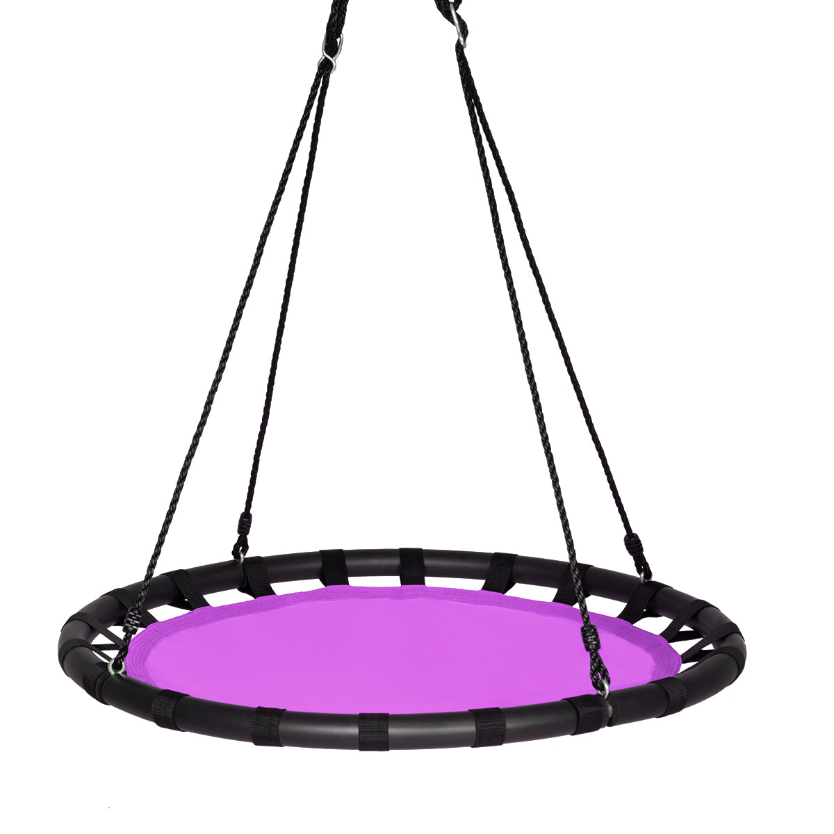 Kids Round Tree Swing with Adjustable Ropes and Hook Rings-Orange