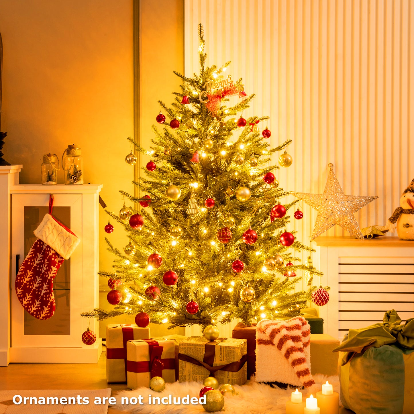 Pre-Lit Christmas Tree with LED Lights and 8 Lighting Modes-6 ft