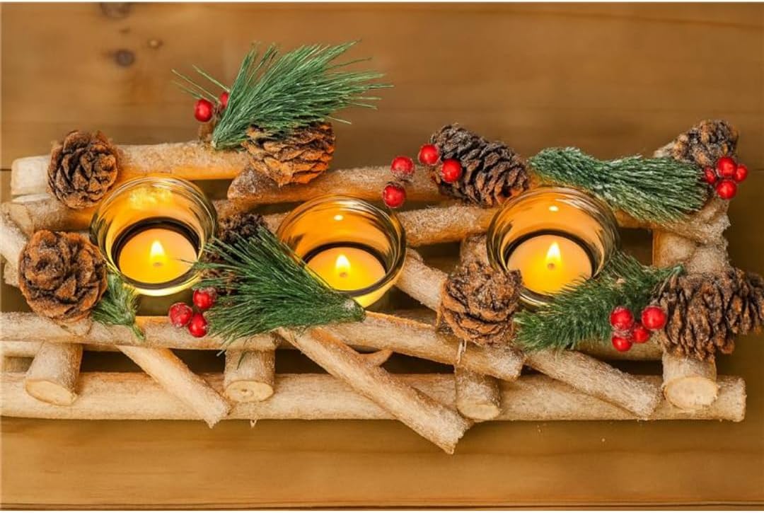 Christmas Pinecone Tea Light Candle Holder Table Decoration