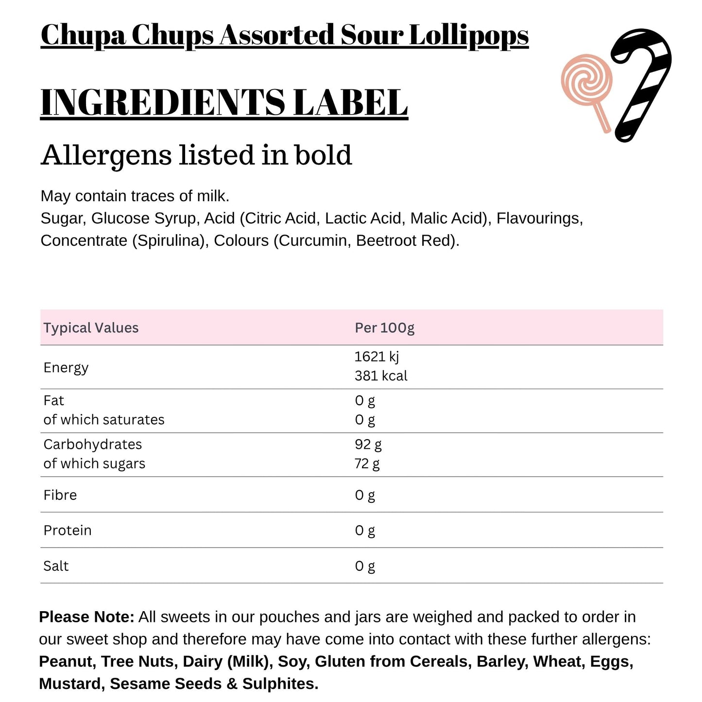 Chupa Chups Assorted Sour Lollipops
