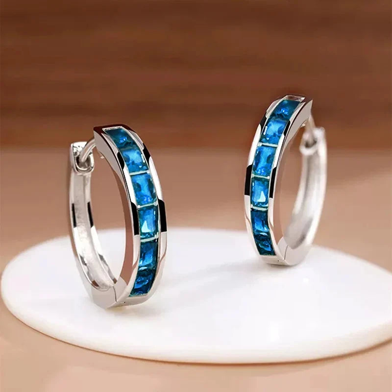 Classic Design Women Hoop Earrings with Princess Square CZ – Ladies Jewellery