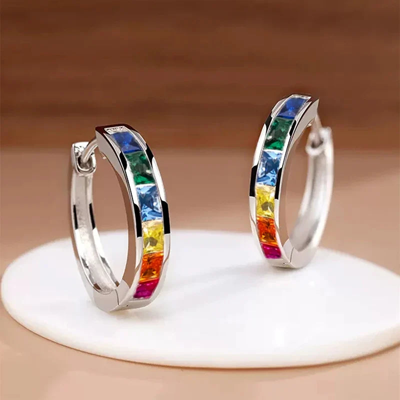 Classic Design Women Hoop Earrings with Princess Square CZ – Ladies Jewellery