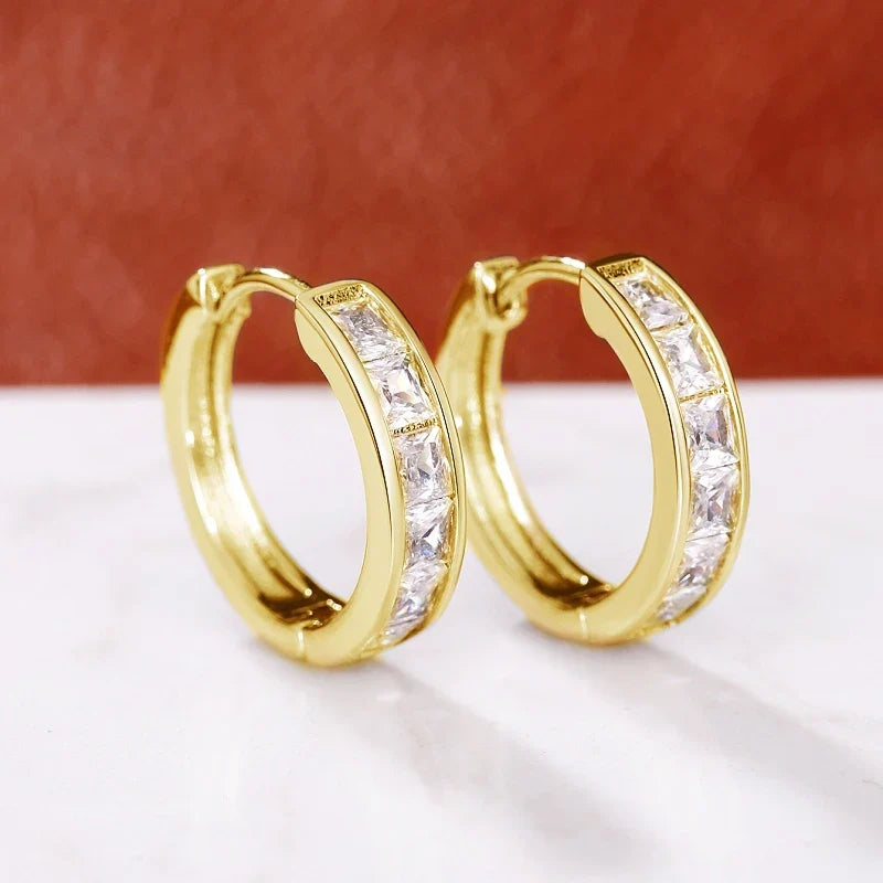 Classic Design Women Hoop Earrings with Princess Square CZ – Ladies Jewellery