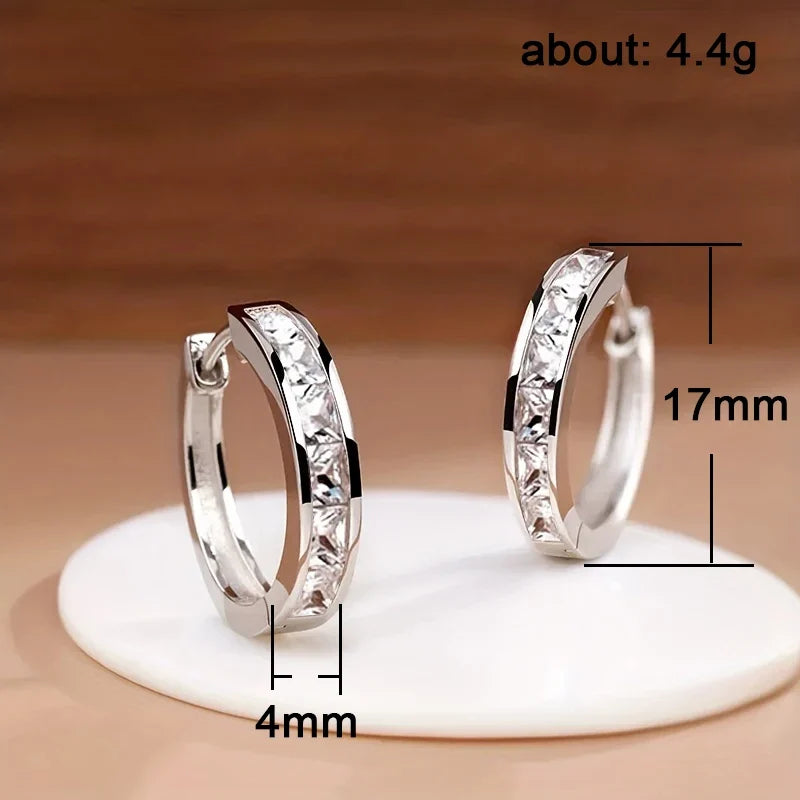 Classic Design Women Hoop Earrings with Princess Square CZ – Ladies Jewellery