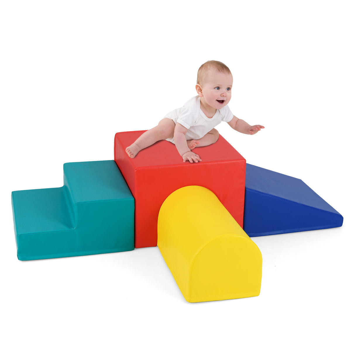 Climb and Crawl Foam Block Play Set for Infant Baby and Toddlers-Blue