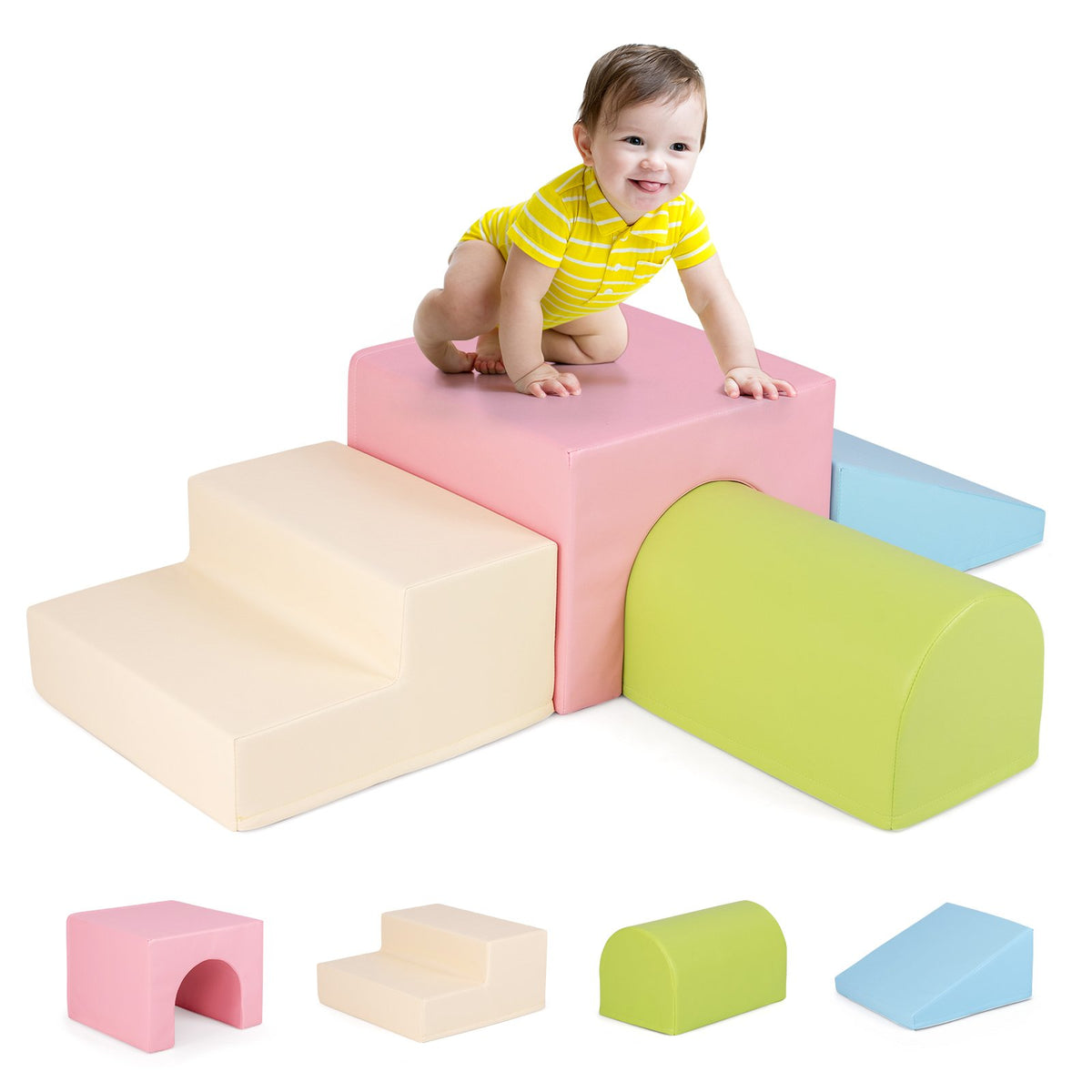 Climb and Crawl Foam Block Play Set for Infant Baby and Toddlers-Blue