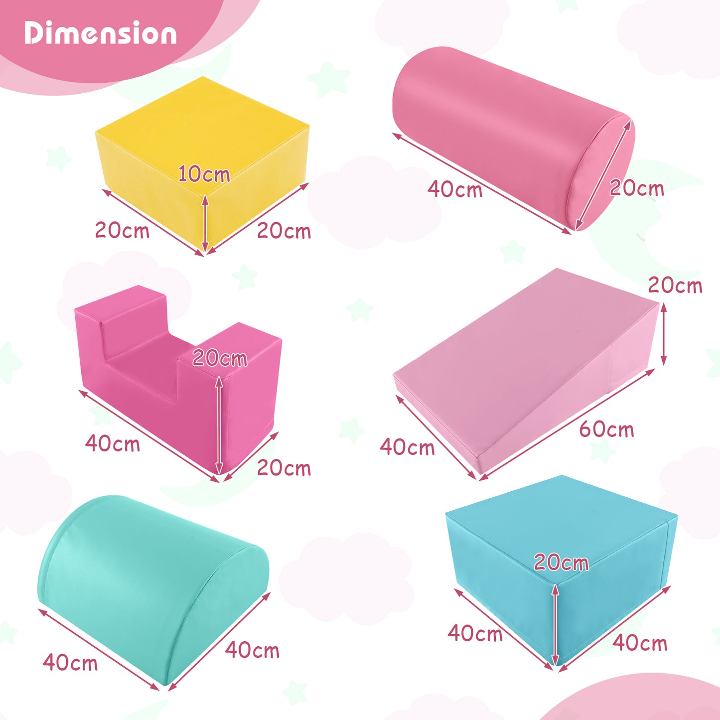 Foam Climbing Blocks with PU Cover for 1-3 Toddlers-Blue