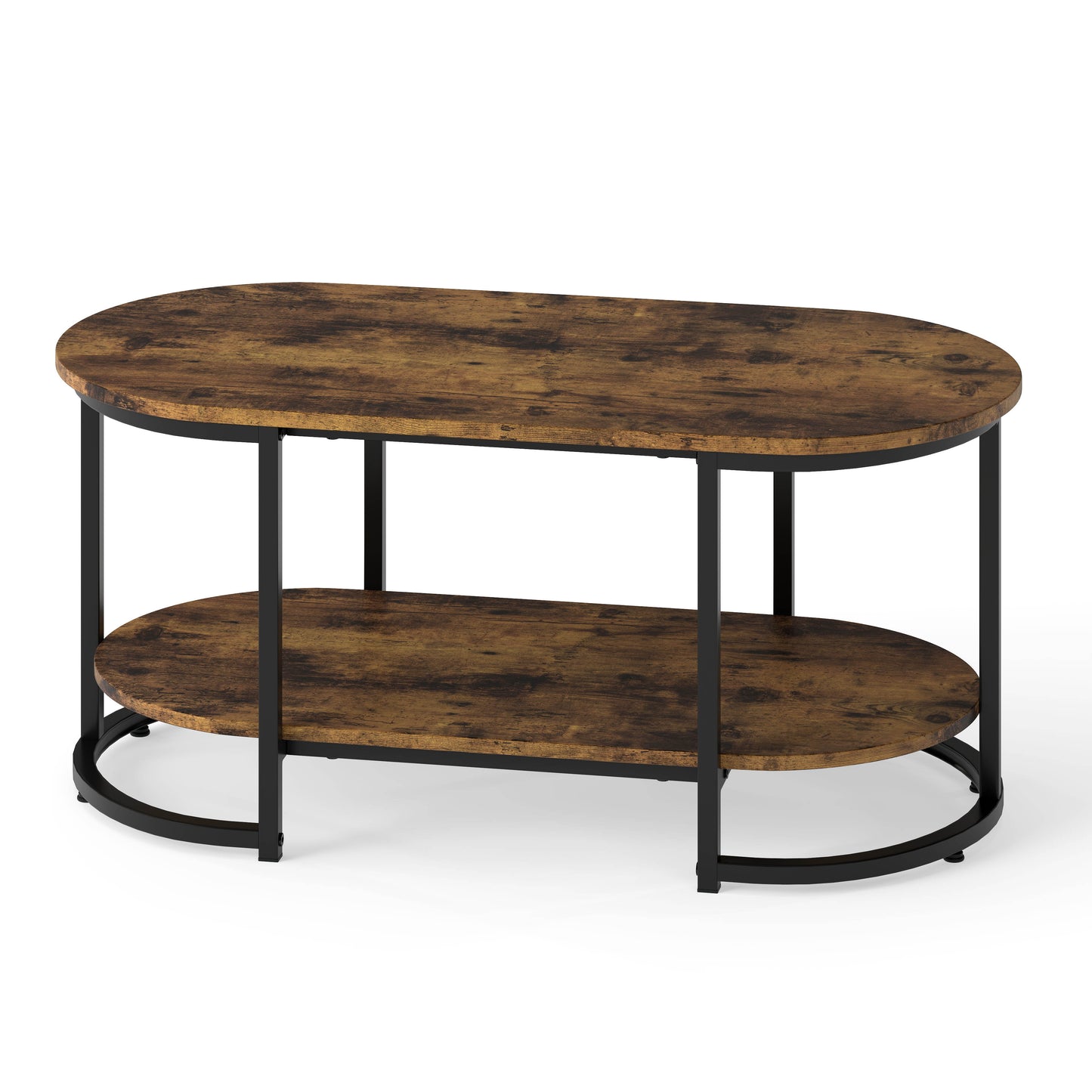 Marble Coffee Table with Open Storage Shelf-Black