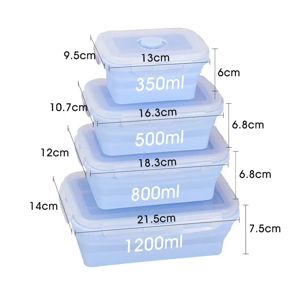 Collapsible Silicone Food Storage Containers with Lids & Vents - Kitchen Meal Prep Container Set