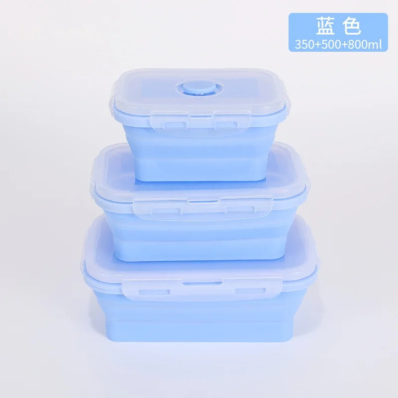 Collapsible Silicone Food Storage Containers with Lids & Vents - Kitchen Meal Prep Container Set